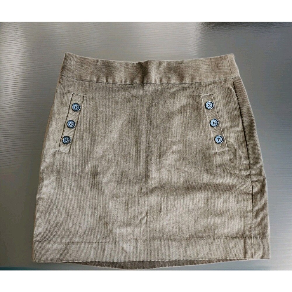 BANANA REPUBLIC NWT Brown Corduroy Mini Skirt Button Pockets 4 Petite MSRP$59.50 - Picture 2 of 12